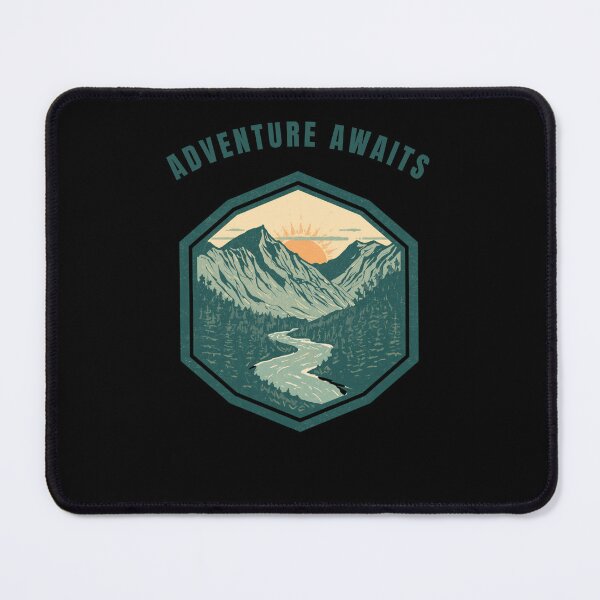 Item preview, Vintage Adventure Awaits Mountain Badge - Retro Outdoor National Park Hiking designed and sold by Larams Studio.