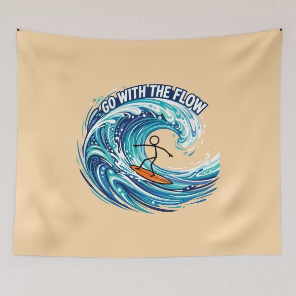Item preview, Go With the Flow Surf Adventure Stickman Design designed and sold by Chroma Dreams .