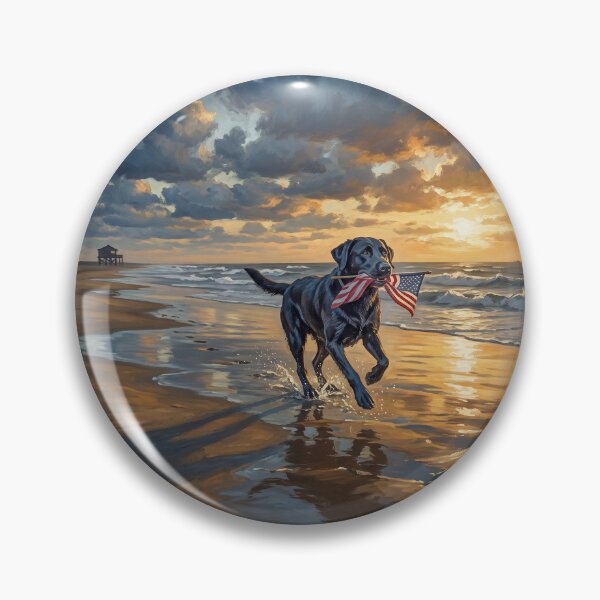 Item preview, Labrador Retriever Running With American Flag designed and sold by Home Decor Art.