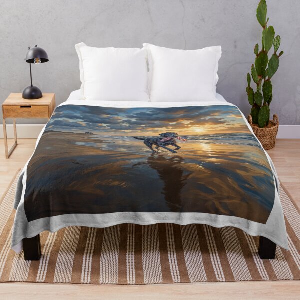 Item preview, Labrador Retriever Running With American Flag designed and sold by Home Decor Art.