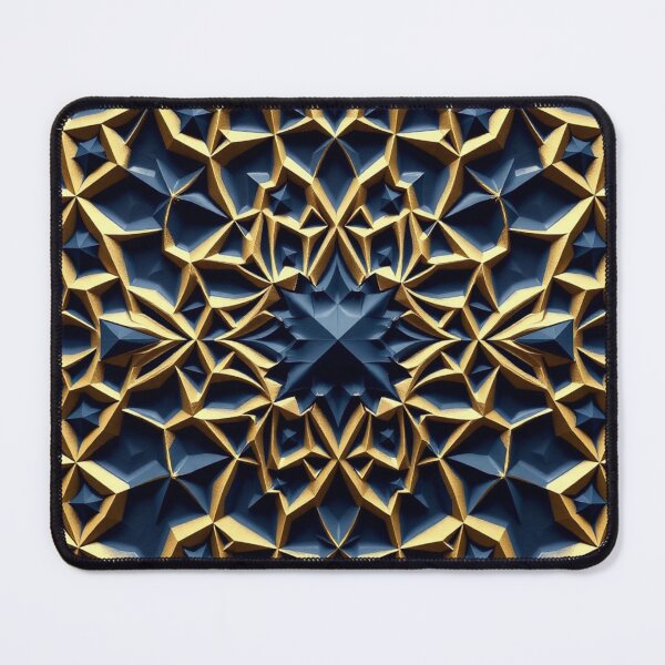 Item preview, Blue Gold Geometric Star Mandala Art Print designed and sold by IntelliMindDesigns.