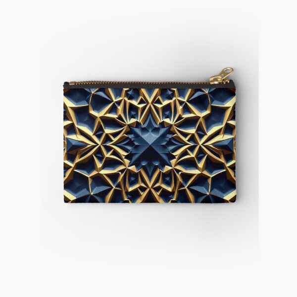 Item preview, Blue Gold Geometric Star Mandala Art Print designed and sold by IntelliMindDesigns.