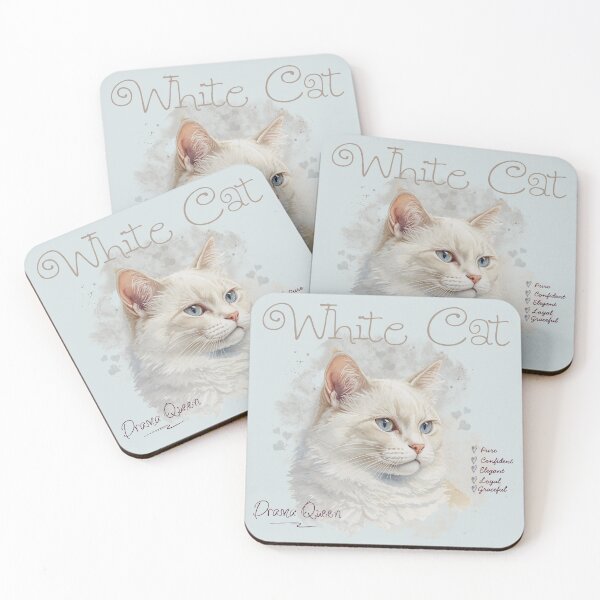 Item preview, Cute Watercolor White Cat Drama Queen Aesthetic Illustration designed and sold by KaBaRen.