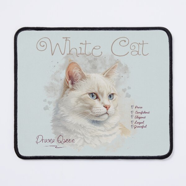 Item preview, Cute Watercolor White Cat Drama Queen Aesthetic Illustration designed and sold by KaBaRen.
