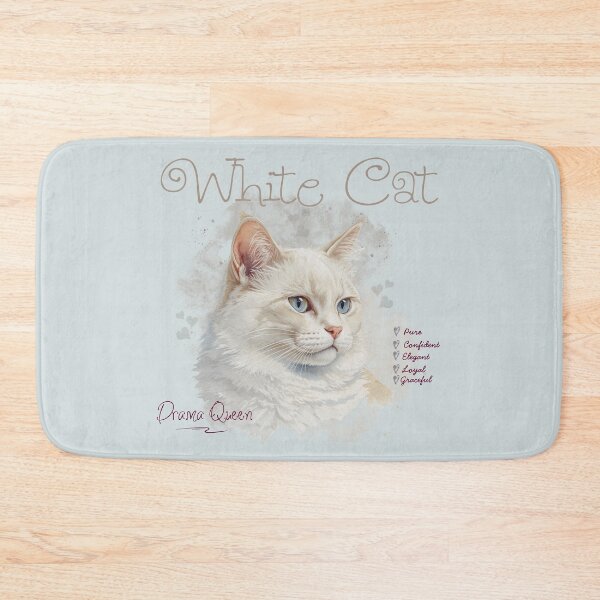 Item preview, Cute Watercolor White Cat Drama Queen Aesthetic Illustration designed and sold by KaBaRen.