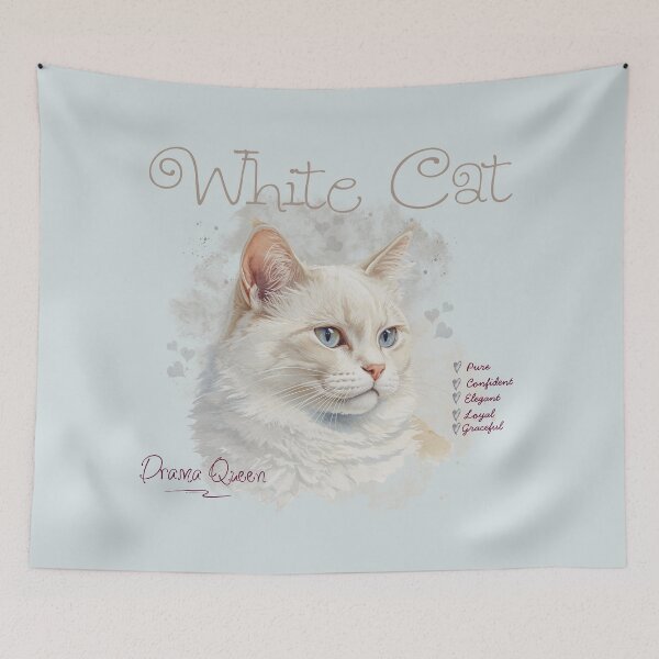 Item preview, Cute Watercolor White Cat Drama Queen Aesthetic Illustration designed and sold by KaBaRen.