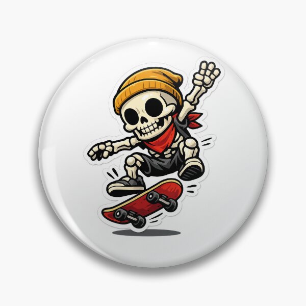 Item preview, Skateboarding Skeleton Sticker | Cute Kawaii Skull Skateboard Cartoon with Beanie and Bandana designed and sold by naruto4925.