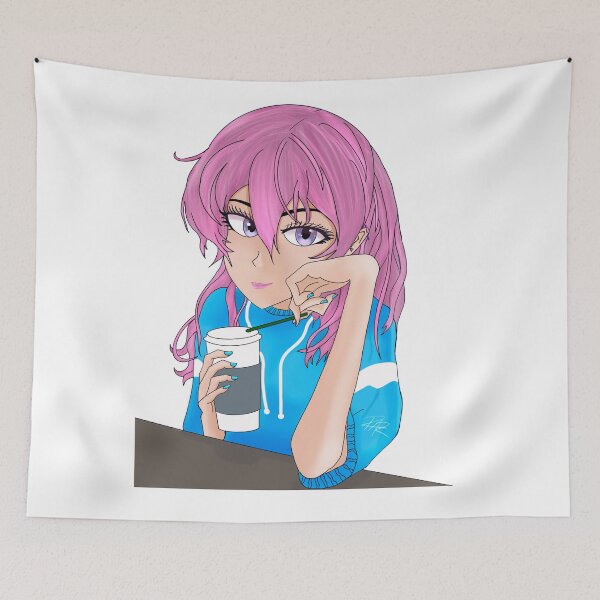 Item preview, Coffee Stare - Aesthetic Anime Girl Cafe Art designed and sold by RobsArtwork.
