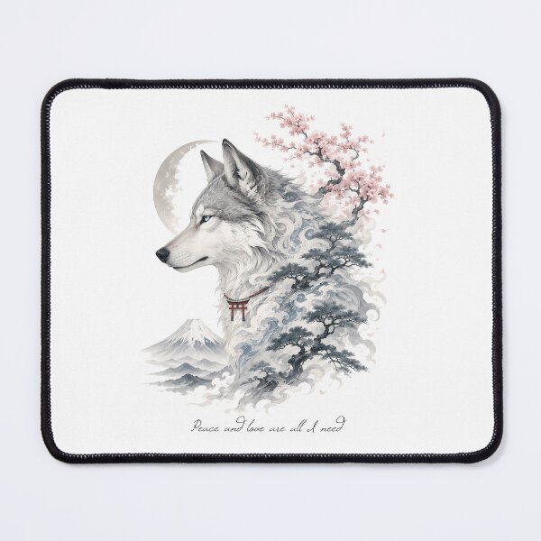 Item preview, Japanese Wolf Spirit - Peace & Love Minimalist Art designed and sold by AbderraimArt.