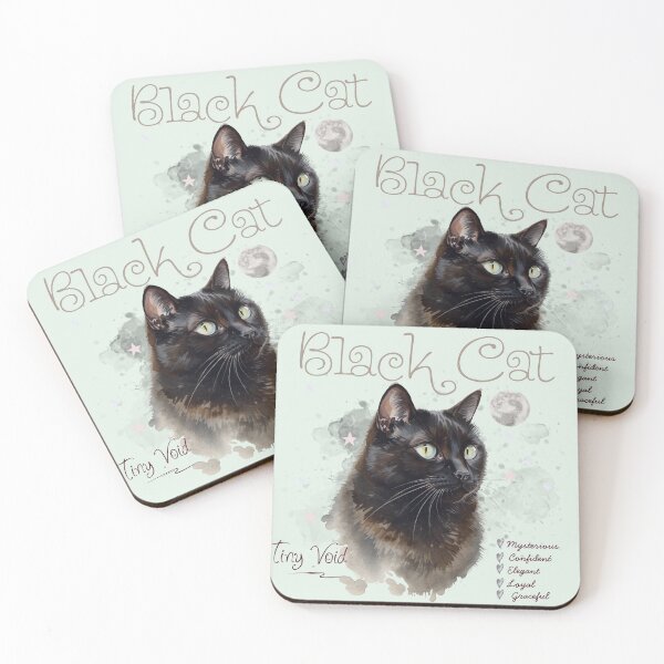 Item preview, Cute Watercolor Black Cat Tiny Void Aesthetic Illustration designed and sold by KaBaRen.