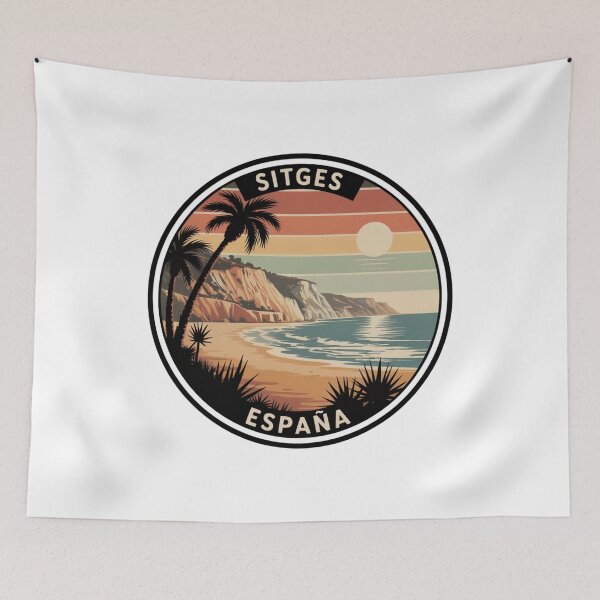 Item preview, Sitges España: Palm‑Framed View of the Old Town designed and sold by CircinusStore.