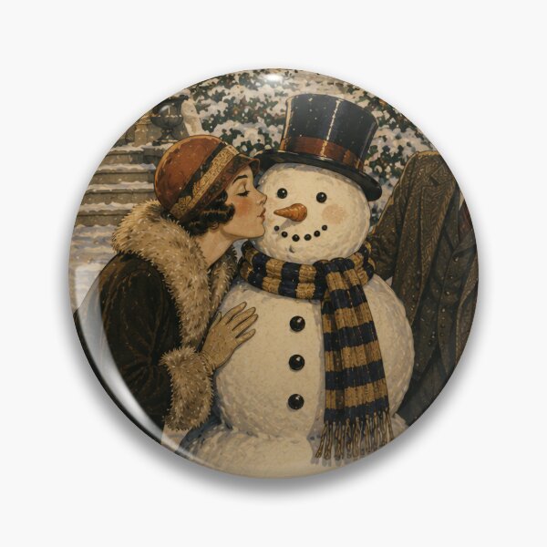 Item preview, Winter Kisses – Vintage Christmas Poster or Card from the 1920s designed and sold by GildedPagesCo.
