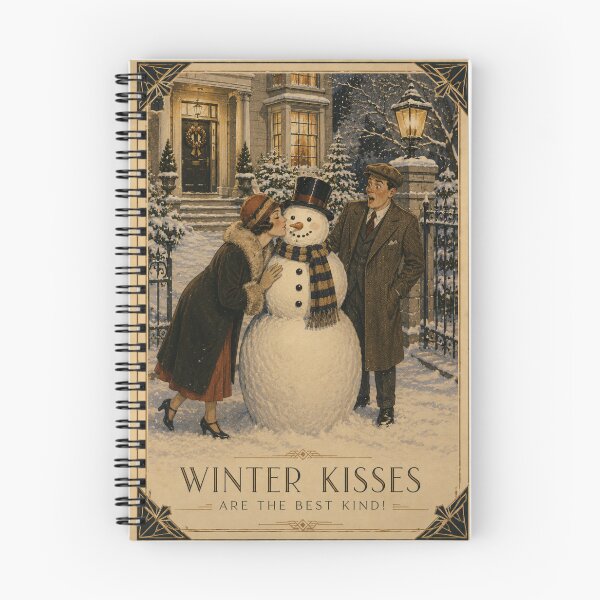 Item preview, Winter Kisses – Vintage Christmas Poster or Card from the 1920s designed and sold by GildedPagesCo.