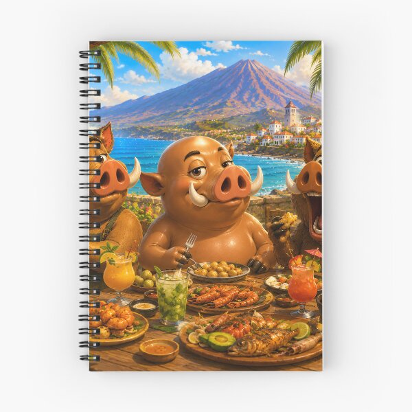 Item preview, Three Boar Friends Eating Together, Friendship and Food designed and sold by CanaryVibesArt.
