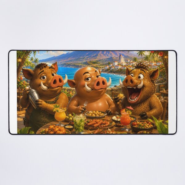 Item preview, Three Boar Friends Eating Together, Friendship and Food designed and sold by CanaryVibesArt.