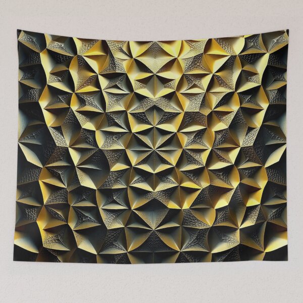 Item preview, Golden Yellow Faceted Geometric Mandala Print designed and sold by IntelliMindDesigns.