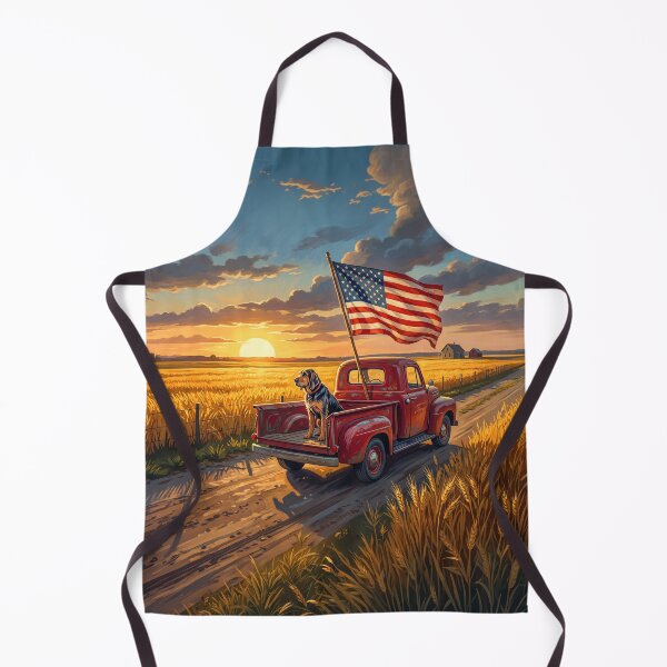 Item preview, Old Hound Dog Pickup Truck American Flag designed and sold by Home Decor Art.