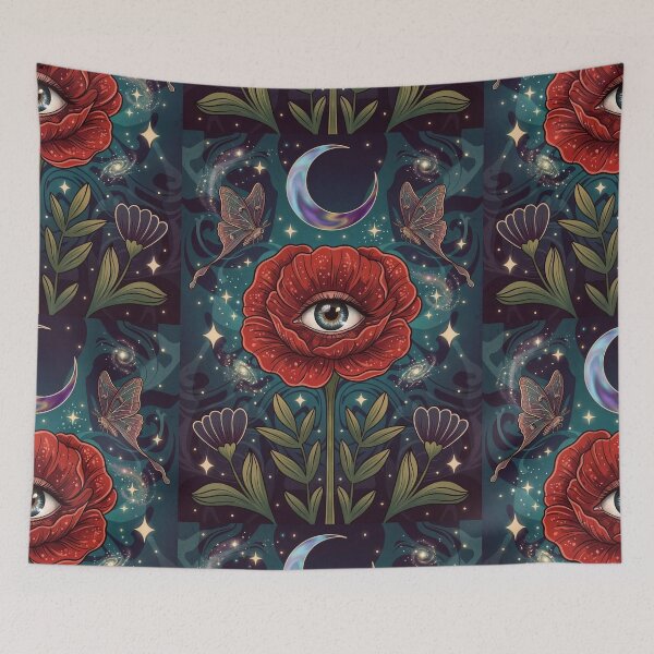 Item preview, Mystical Eye Flower Art Print | Celestial Poppy With Third Eye, Luna Moths & Crescent Moon | Witchy Botanical Cosmic Wall Decor designed and sold by RSDigitalPrintDesign.