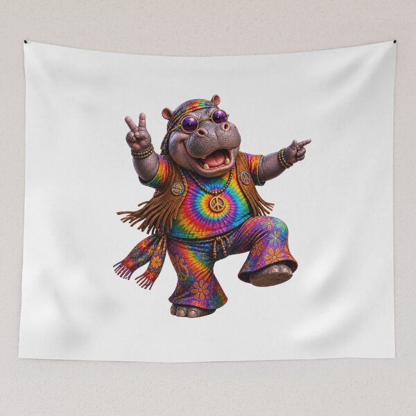 Item preview, Groovy Hippie Hippo Vibes designed and sold by HippyRikky.