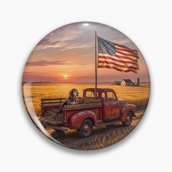 Item preview, Old Hound Dog Portrait Pickup Truck American Flag designed and sold by Home Decor Art.