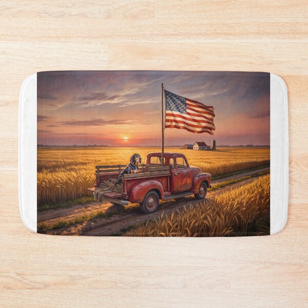 Item preview, Old Hound Dog Portrait Pickup Truck American Flag designed and sold by Home Decor Art.