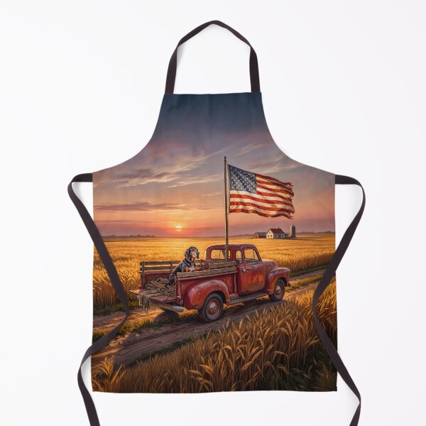 Item preview, Old Hound Dog Portrait Pickup Truck American Flag designed and sold by Home Decor Art.