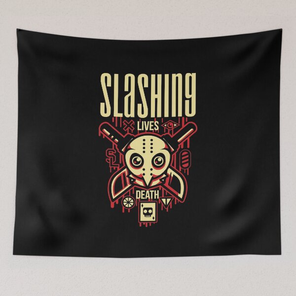 Artikelvorschau, Slashing Lives Death - Slasher Horror Hockey Mask Art entworfen und verkauft von BrewChef.