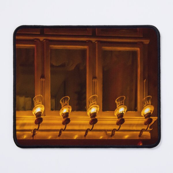 Item preview, Warm Vintage Lanterns Aligned Under Window Casting Amber Glow Over Rustic Interior designed and sold by Nmallia.