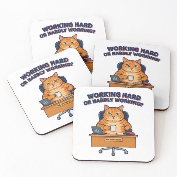Item preview, Working Hard or Hardly Working? | Funny Office Cat T-Shirt designed and sold by YoussefKaido01.