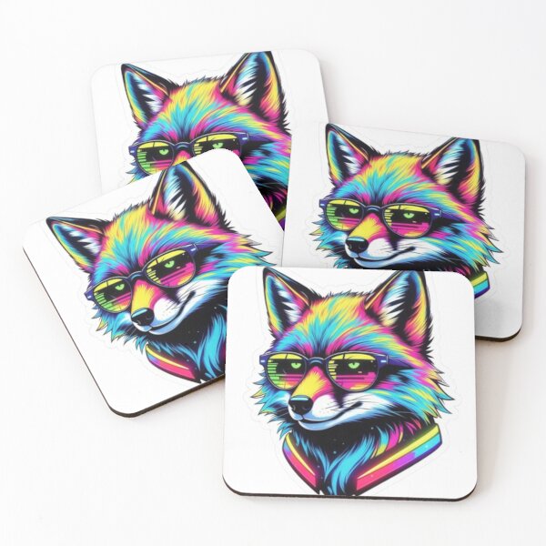 Item preview, Colorful fox in a frenzy of cyber colors designed and sold by No-No-Name.