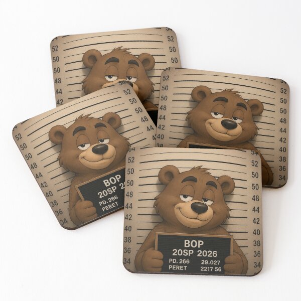 Item preview, Funny Bear Mugshot Wall Art designed and sold by Peanutspixel.