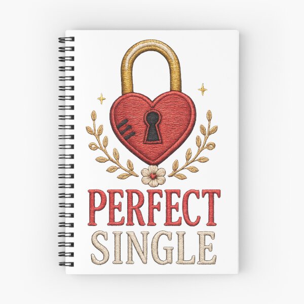 Item preview, Perfect Single Heart Lock Design, Funny Single Life Quote, Embroidered Valentine Graphic Tee designed and sold by Bigohobi.
