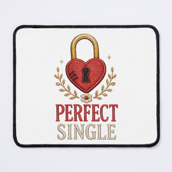 Item preview, Perfect Single Heart Lock Design, Funny Single Life Quote, Embroidered Valentine Graphic Tee designed and sold by Bigohobi.