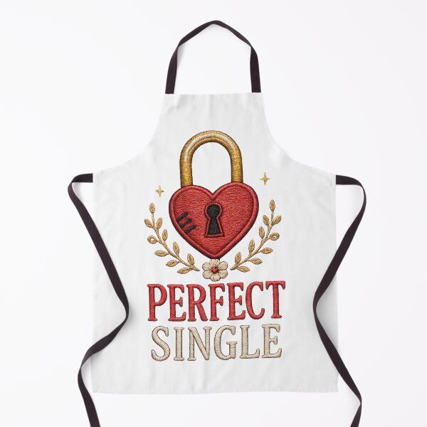 Item preview, Perfect Single Heart Lock Design, Funny Single Life Quote, Embroidered Valentine Graphic Tee designed and sold by Bigohobi.
