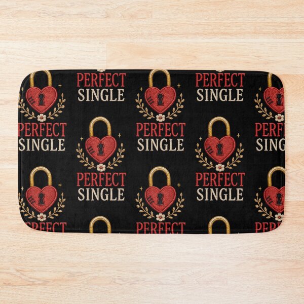Item preview, Perfect Single Heart Lock Design, Funny Single Life Quote, Embroidered Valentine Graphic Tee designed and sold by Bigohobi.