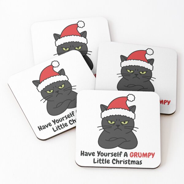 Item preview, Have Yourself A Grumpy Little Christmas Funny Black Cat Santa Hat designed and sold by raedattia.