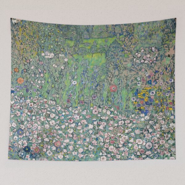 Item preview, Lush Cottage Garden With Pink Flowers designed and sold by artofuniverse.