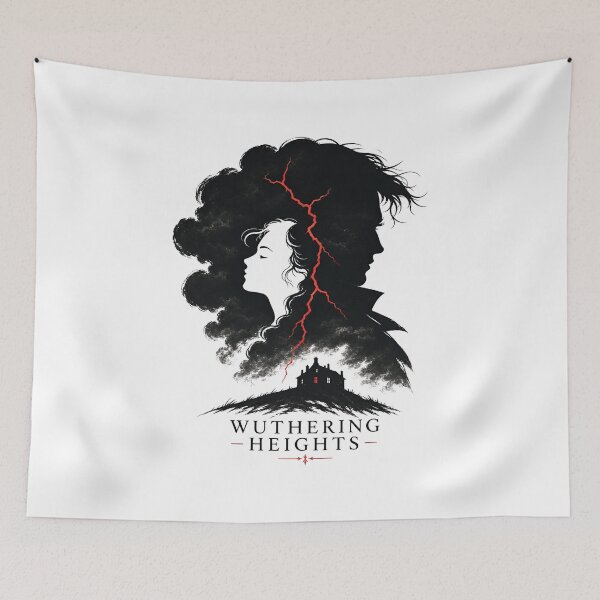 Item preview, Wuthering Heights Gothic Lightning Bolt Cathy and Heathcliff Silhouette designed and sold by Fenay Designs.
