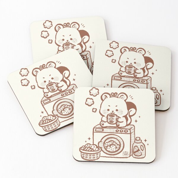 Item preview, Cute Squirrel Laundry Day Coffee Illustration designed and sold by ToonToos.