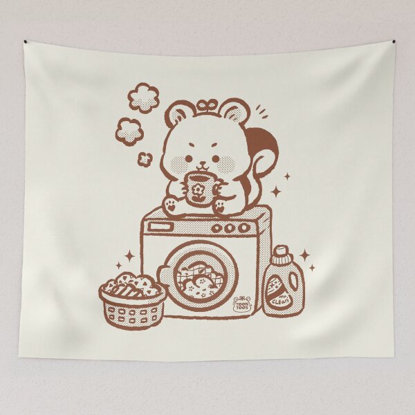 Item preview, Cute Squirrel Laundry Day Coffee Illustration designed and sold by ToonToos.