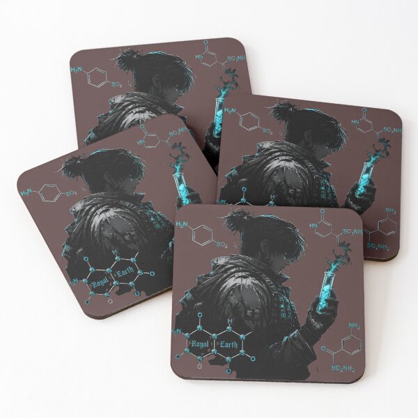 Item preview, Anime Organic Chemist Sketch with Molecular Formulas and Blue Glow designed and sold by RoyalEarthstore.