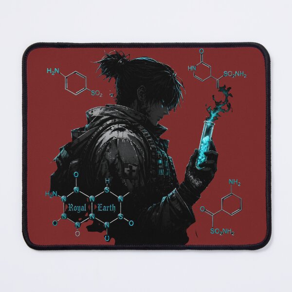 Item preview, Anime Organic Chemist Sketch with Molecular Formulas and Blue Glow designed and sold by RoyalEarthstore.