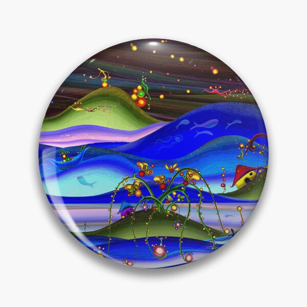 Item preview, Whimsical island stormy sea art pirate treasure badge designed and sold by Ofir mor.