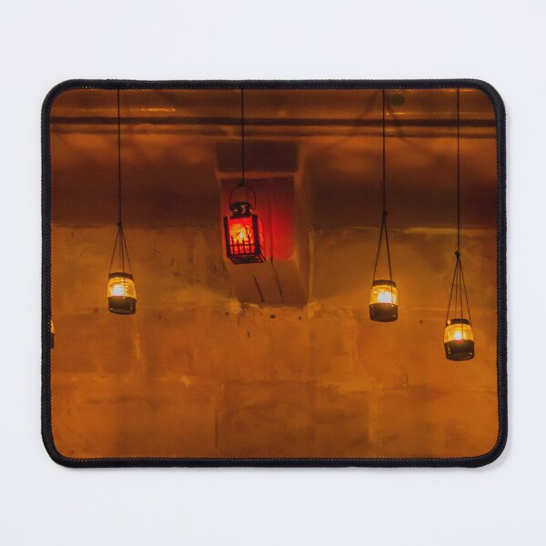 Item preview, Warm Hanging Lanterns And Candlelight Against A Rustic Wall For Cozy Ambient Lighting designed and sold by Nmallia.