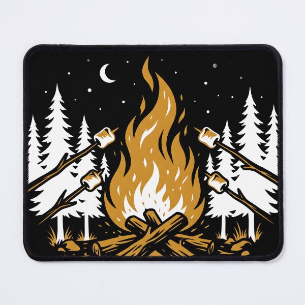 Item preview, Camping Vibes Bold Fire Illustration – Marshmallow Campfire Pine Trees Sticker Art designed and sold by fawzimorsy.