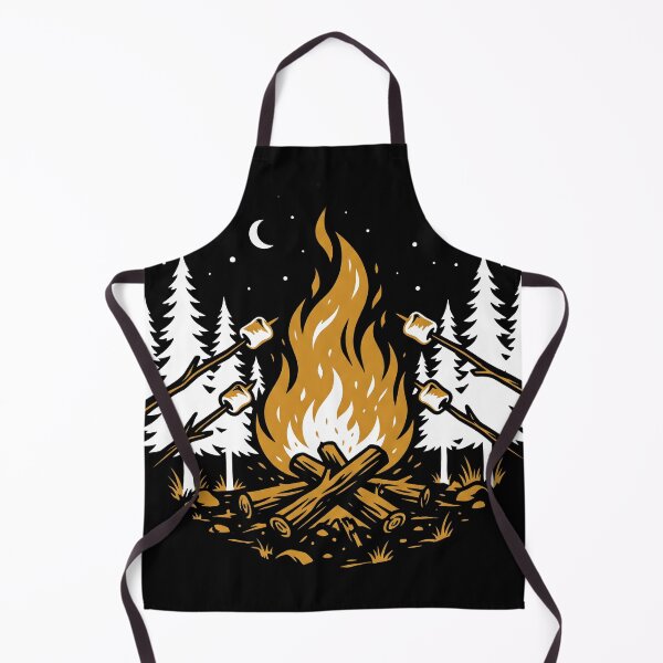 Item preview, Camping Vibes Bold Fire Illustration – Marshmallow Campfire Pine Trees Sticker Art designed and sold by fawzimorsy.