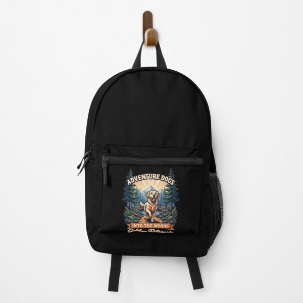Item preview, Adventure Dogs – Into the Woods | Golden Retriever Hiking Vintage Outdoor designed and sold by No Excuses Supply.