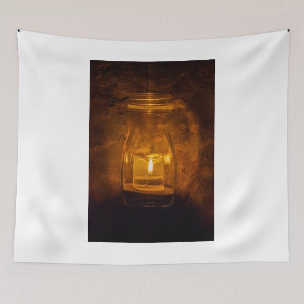 Item preview, Candle In Glass Jar Lantern Casting Warm Glow On Rustic Wall For Cozy Ambience And Intimate Lighting designed and sold by Nmallia.