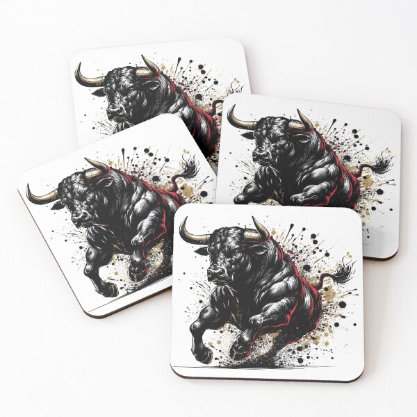 Item preview, Powerful Charging Bull Art, Black Gold Bull Illustration, Luxury Street Art Animal Design designed and sold by gkhanco.