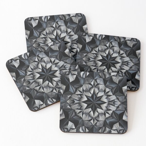 Item preview, Sharp Silver Black Star Mandala Art Print designed and sold by IntelliMindDesigns.